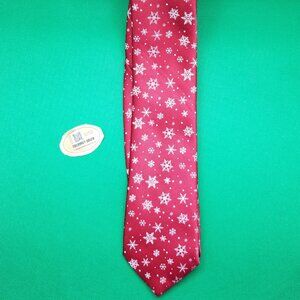 Noel Holiday Collection Christmas Red "Snowflake" Mens Neck Tie - EUC